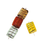 Lampwork Rectangular Glass Beads 20mm Silver Foil Striped 5pcs 5