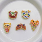 Plating Irregular Bear Bread Resin Beads Glossy Colorful 10pcs 4