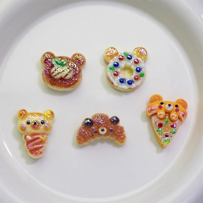 Plating Irregular Bear Bread Resin Beads Glossy Colorful 10pcs 4