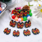 Silicone Focal Beads Christmas Deer Bow Plaid Pattern 20pcs