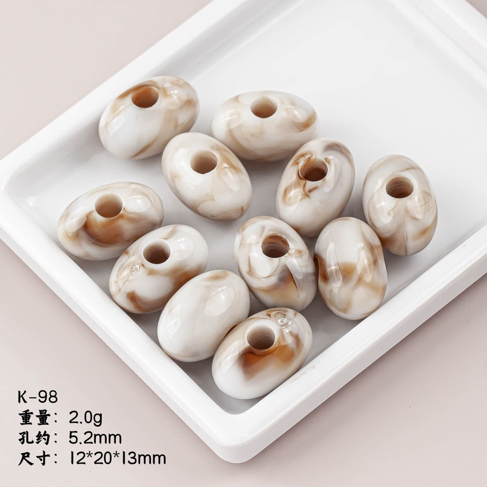 Marble Texture Oval Resin Beads 20mm Glossy Mixed Colors 20pcs 10