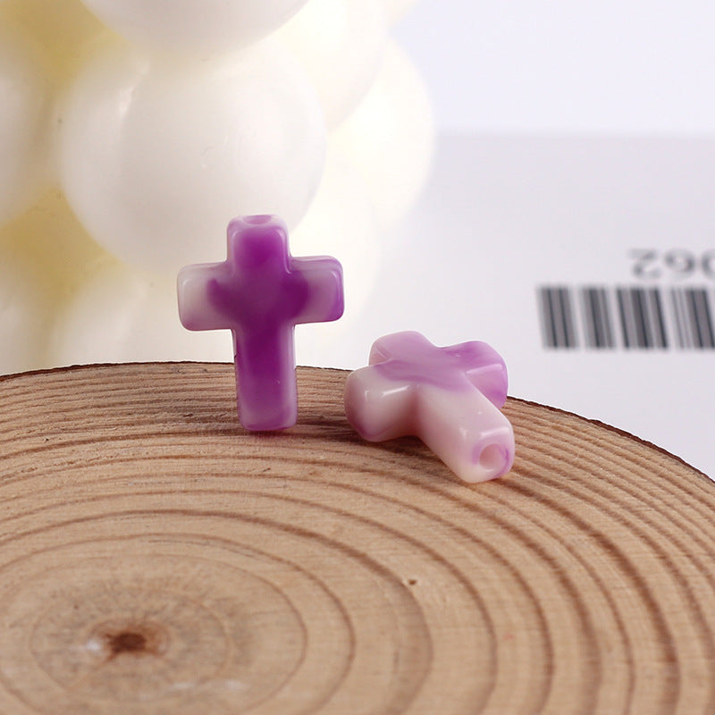 Imitation Jade Ink Color Cross Acrylic Beads 15mm Glossy Swirl 100pcs 9
