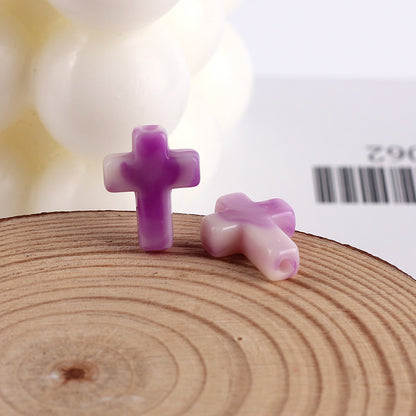 Imitation Jade Ink Color Cross Acrylic Beads 15mm Glossy Swirl 100pcs 9