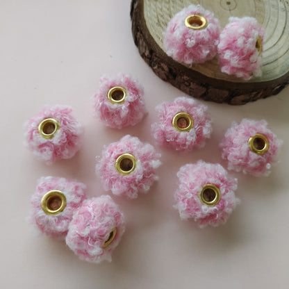 Fabric Fluffy Spacer Beads 15mm Two-Color Teddy 100pcs 16