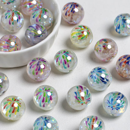 Luminous Fireworks Pattern Resin Beads 15mm Round 10pcs 2
