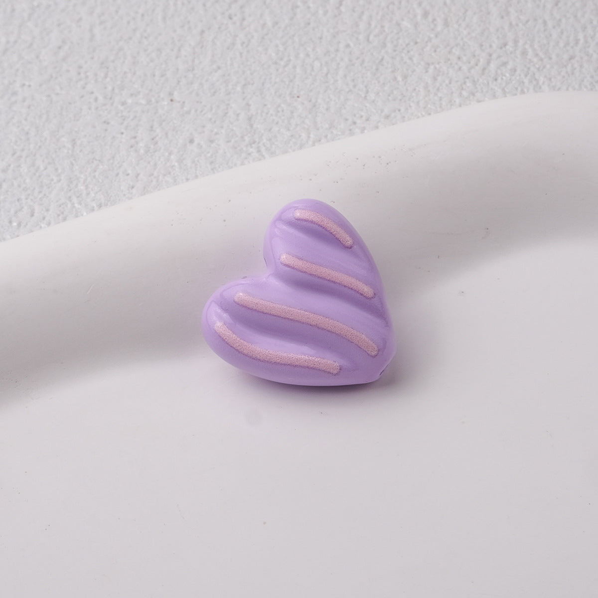 Wavy Stripe Heart Acrylic Beads 19mm Colorful Mixed 20pcs 8