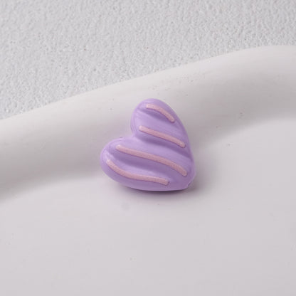 Wavy Stripe Heart Acrylic Beads 19mm Colorful Mixed 20pcs 8