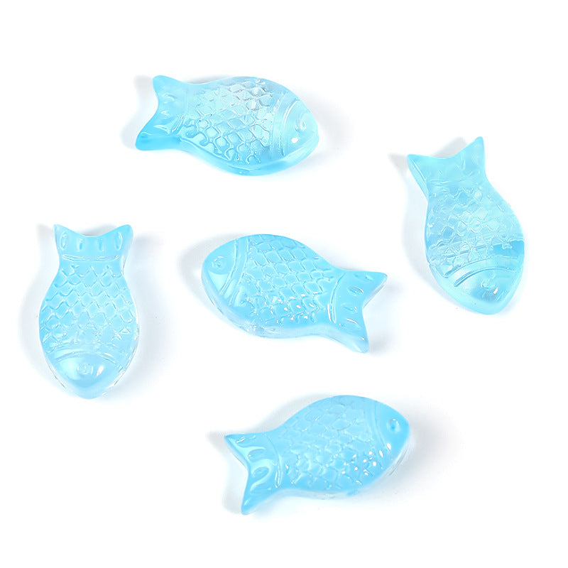 Small Fish Glass Beads 15mm Gradient Color Textured Finish 100pcs 7