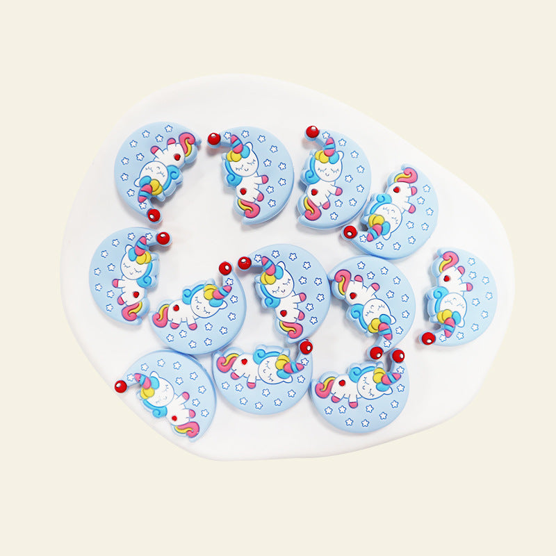 Silicone Focal Beads Lunar Unicorn Holding Moon 20pcs 10