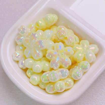 Glow Cherry Blossom Acrylic Beads 24mm Pastel Iridescent 10pcs 7