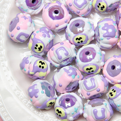 Hand Painted Star Acrylic Beads 16mm Pastel Colors 10pcs 17