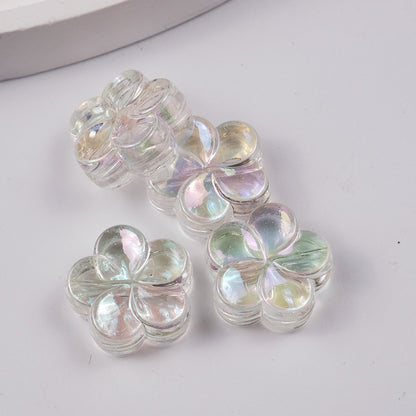 Transparent Flower Acrylic Beads 17mm Flat Plum Blossom 50pcs 9