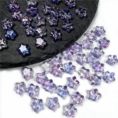 Small Star Czech Glass Beads 8mm Translucent Gold Flecked 50pcs 32