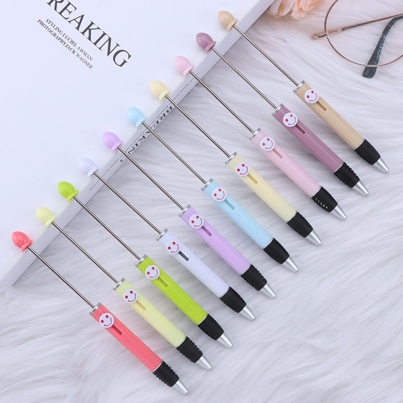Beadable Pen Plastic Colorful Heart Top Black Ink 150mm 2