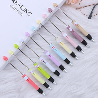 Beadable Pen Plastic Colorful Heart Top Black Ink 150mm 2