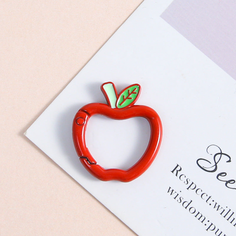Zinc Alloy Apple Shape Trigger Spring Key Rings 3cm 6pcs 6