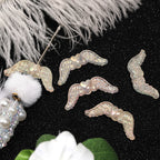 Plating Angel Wings Acrylic Beads 13x35mm Imitation Pearl 50pcs