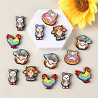 Silicone Focal Beads Rooster Owl Front View Smiling Face 2