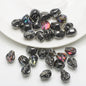 Electroplated Skull Glass Beads 8X10mm Vintage Iridescent Chrome 30pcs 7