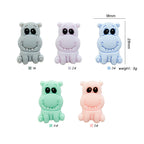 Silicone Focal Beads Hippo Friendly Face Pastel Colors 20pcs