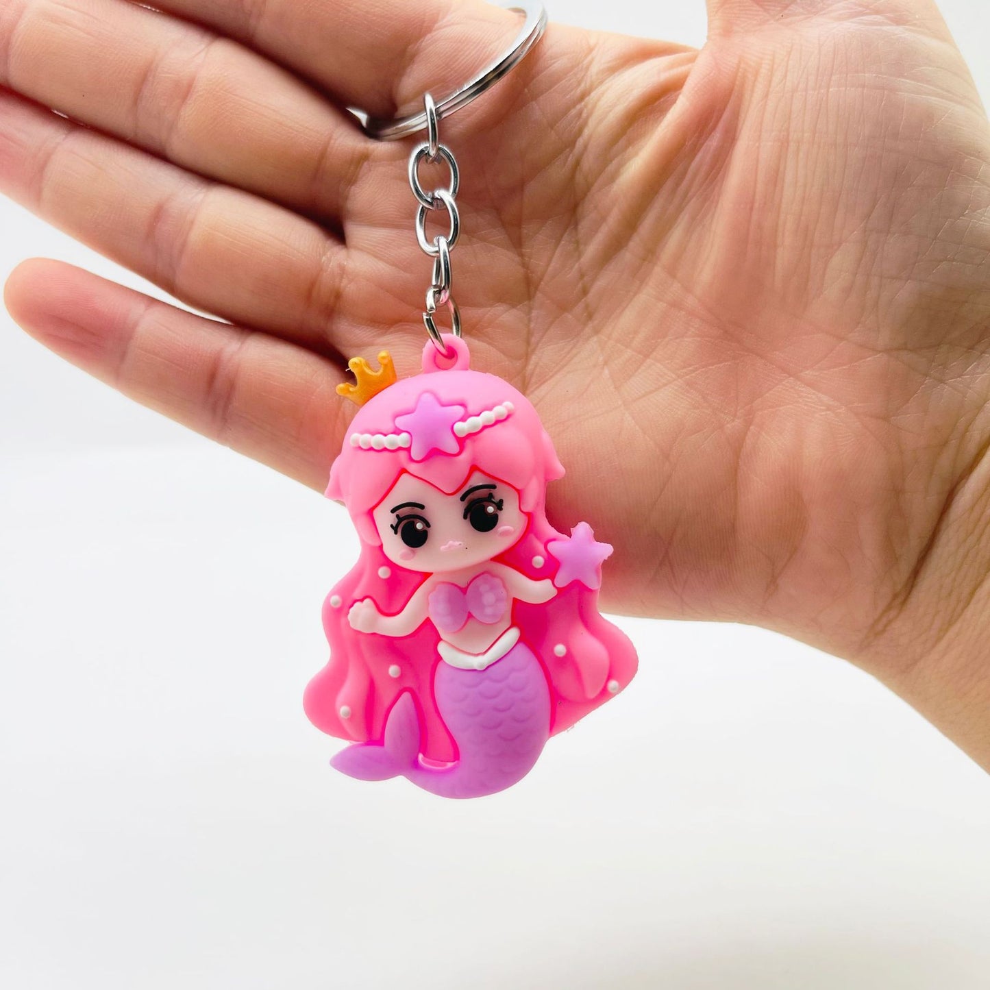 Soft Rubber Mermaid Keychain Pastel Colors Starfish Charm 9