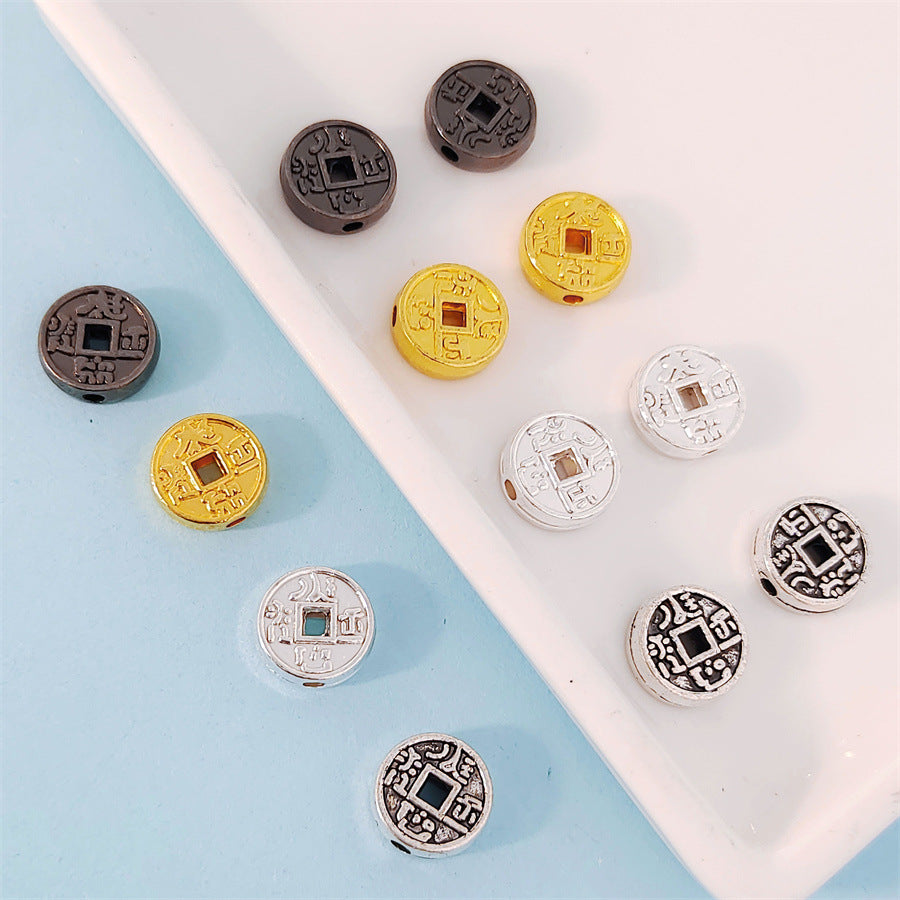 Flat Metal Beads 10mm Vintage Copper Coin with Square Hole 100pcs