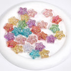 Glitter Wrinkle Star Acrylic Beads 19mm Colorful Mixed 20pcs 5
