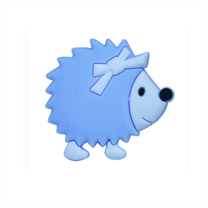 Silicone Focal Beads Hedgehog Side Profile Wearing Bow 20pcs 7