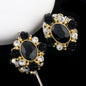 Vintage Flower Wrapped Clay Beads 28mm Oval Rhinestone 2pcs 11