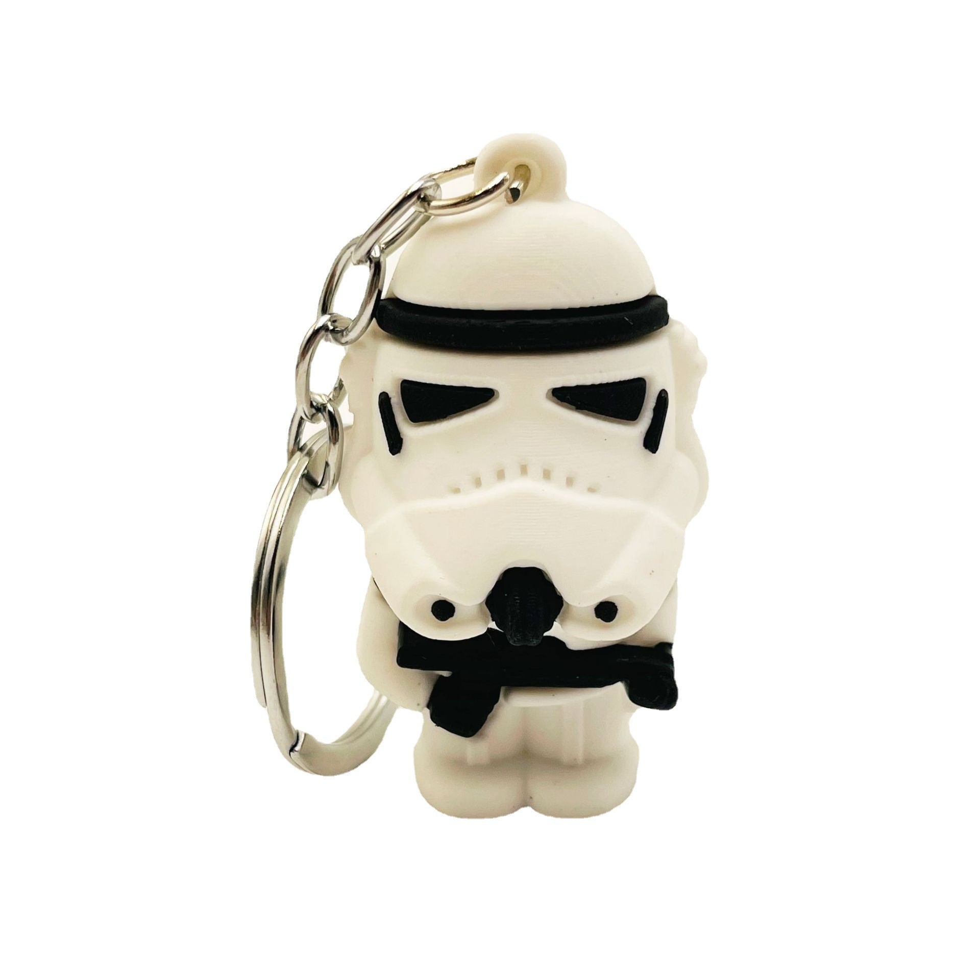 PVC Samurai Keychain Soft Rubber Cartoon Helmet Black and White 5