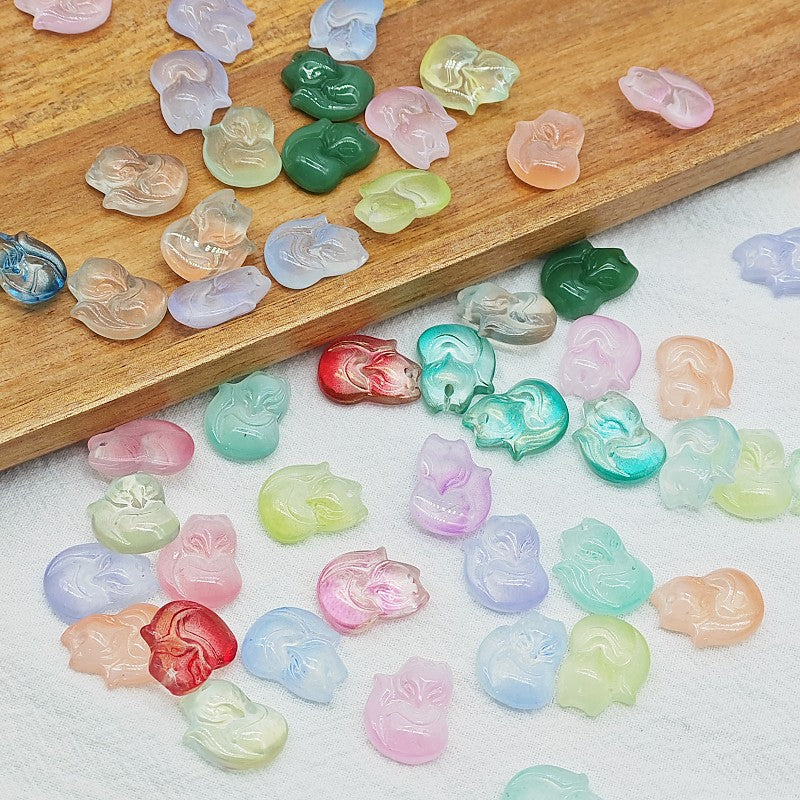 Czech Glass Beads Fox 18mm Translucent Pastel Colors 25pcs 4