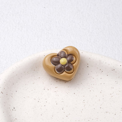 Floral Heart Acrylic Beads 21mm Colorful Mixed 50pcs 13
