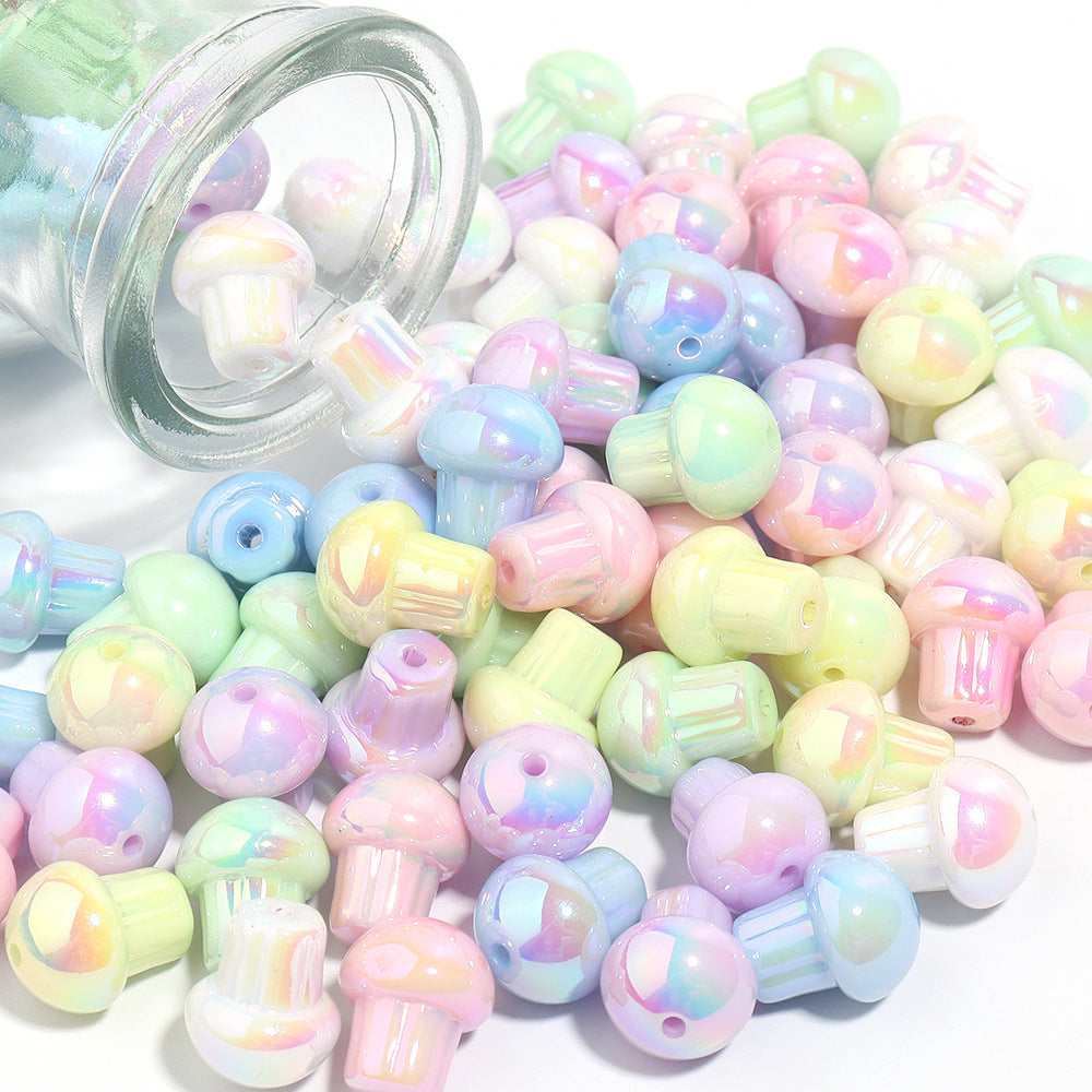 Candy Color Mushroom Acrylic Beads 13mm Glossy Iridescent 10pcs 4