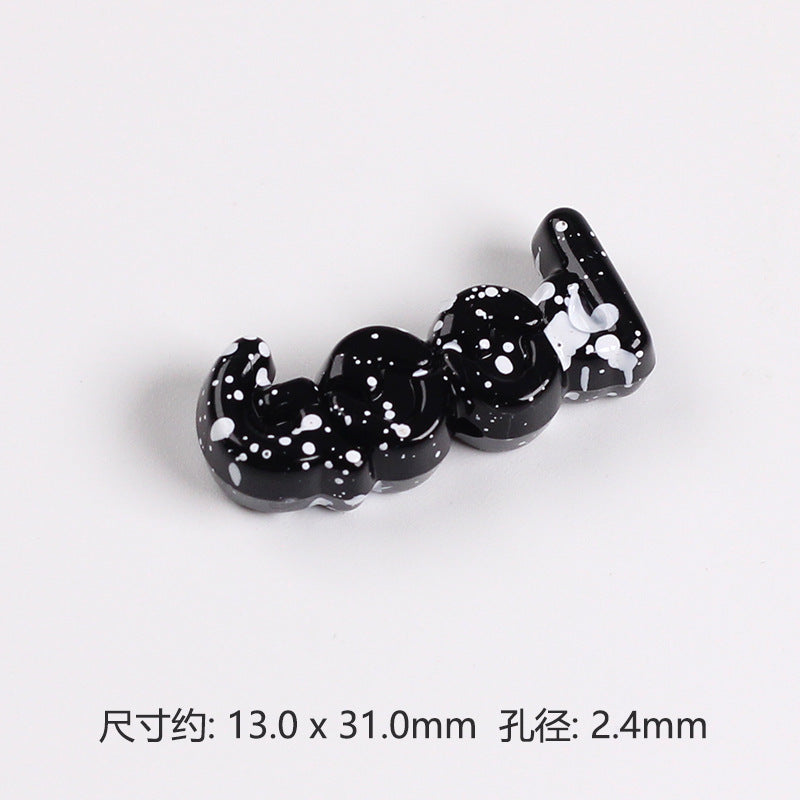 Painted Plate Acrylic Beads 31mm Splash Ink Good Word 20pcs 13