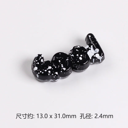Painted Plate Acrylic Beads 31mm Splash Ink Good Word 20pcs 13