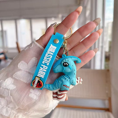 Adorable Dinosaur PVC Keychain with Colorful Jurassic Strap 2pcs 8
