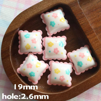 Cartoon Lace Pillow Acrylic Beads 19mm Colorful Mixed 20pcs 6