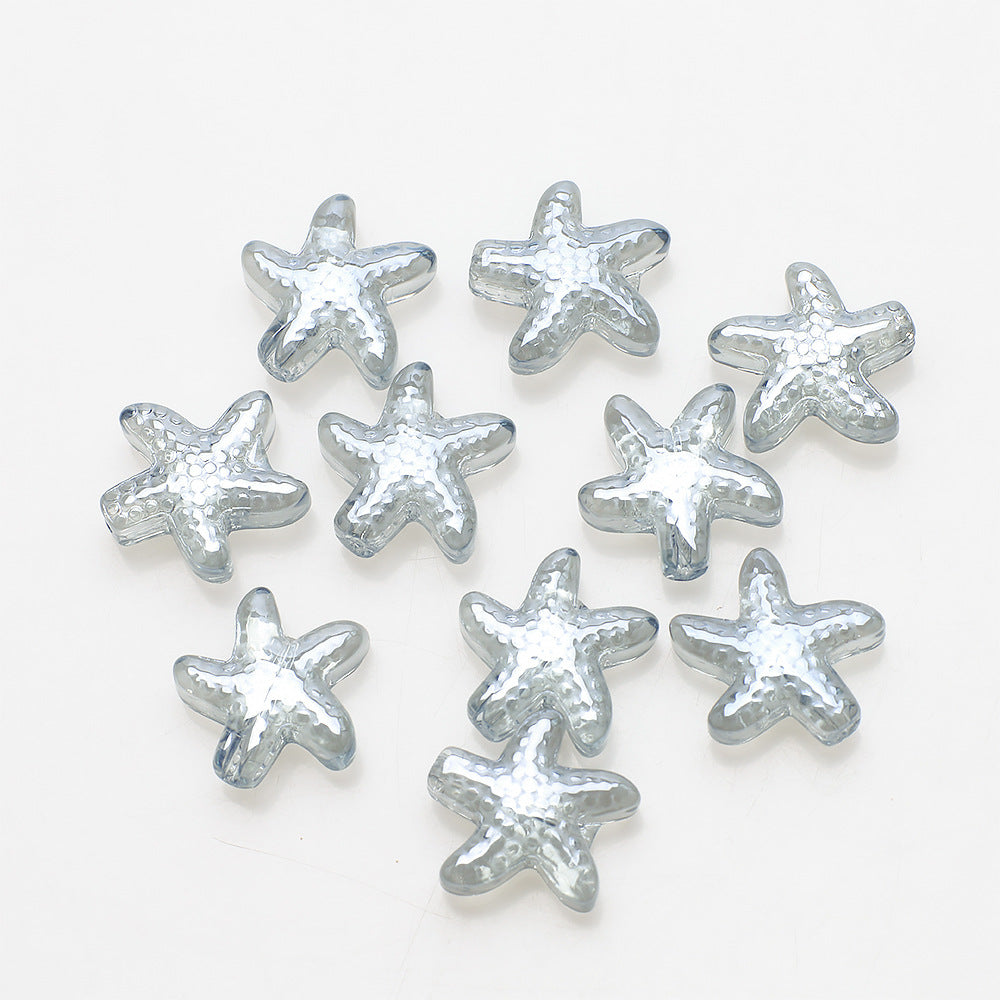 Electroplated Starfish Glass Beads 13-14mm Transparent 30pcs 15