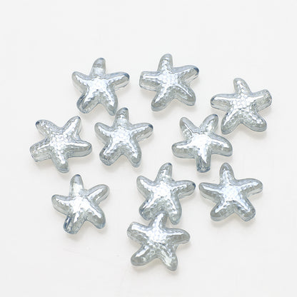Electroplated Starfish Glass Beads 13-14mm Transparent 30pcs 15