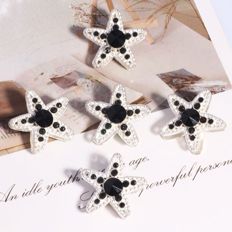 Double Sided Star Rhinestone Beads 21mm Alloy Encrusted 6pcs 13