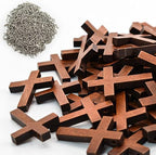 Antique Wooden Cross Keychain Dark Brown Vintage 44mm 20pcs 4