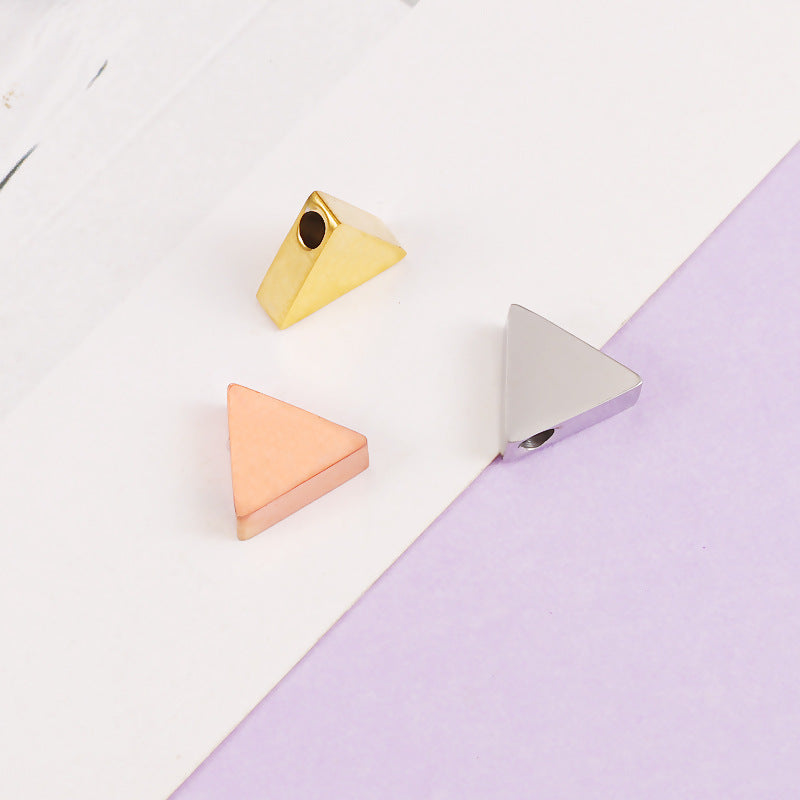 Stainless Steel Triangular Metal Beads 9mm Glossy Mirror Surface 10pcs 2