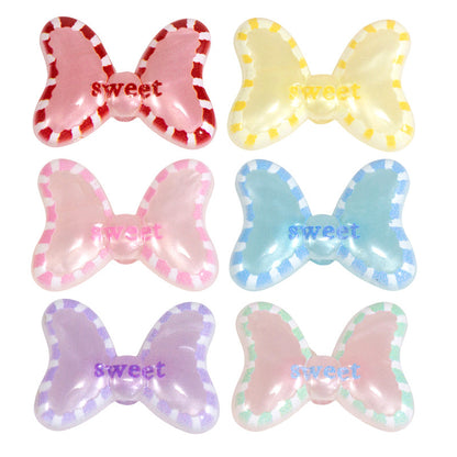 Sweet Polka Dotted Bow Acrylic Beads 29mm Colorful Mixed 10pcs 7