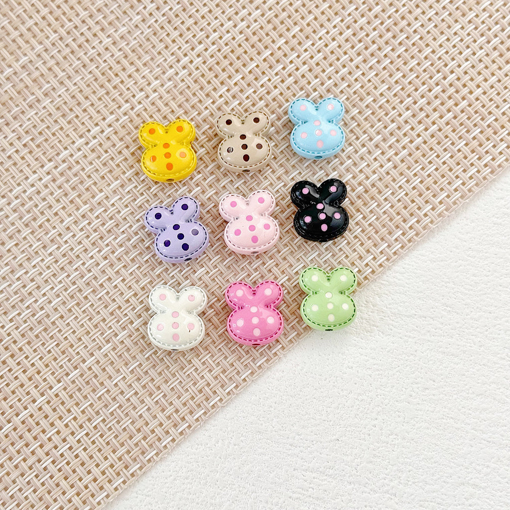 Heart and Rabbit Metal Beads Polka Dot Painted Alloy 10pcs 32
