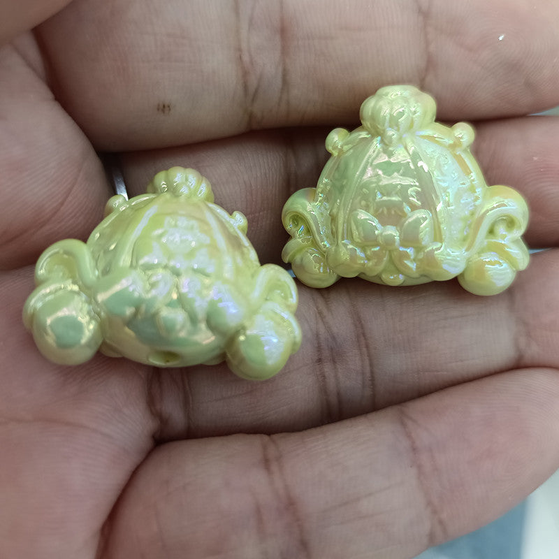 UV Plating Pumpkin Cart Acrylic Beads 22*27mm Colorful 50pcs 5