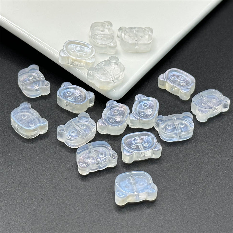 Bear Shape Transparent Glass Beads 14mm Colorful Mix 100pcs 9