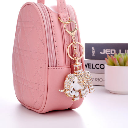 Alloy Rhinestone Elephant Keychain Metal Animal Charm with Lantern Detail 4