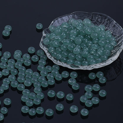 Glass Rondelle Spacer Beads 8mm Semi Transparent Imitation Jade 100pcs 7