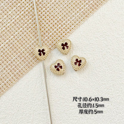 Bone and Heart Metal Beads 15mm and 10mm Baking Painted Alloy 10pcs 23