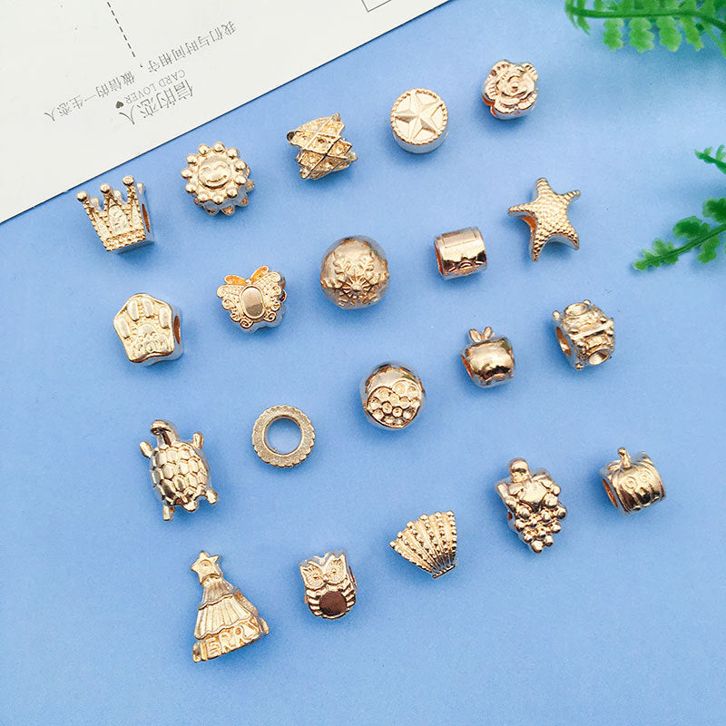 Large Hole Metal Beads Antique KC Gold Alloy Symbols 30pcs 2